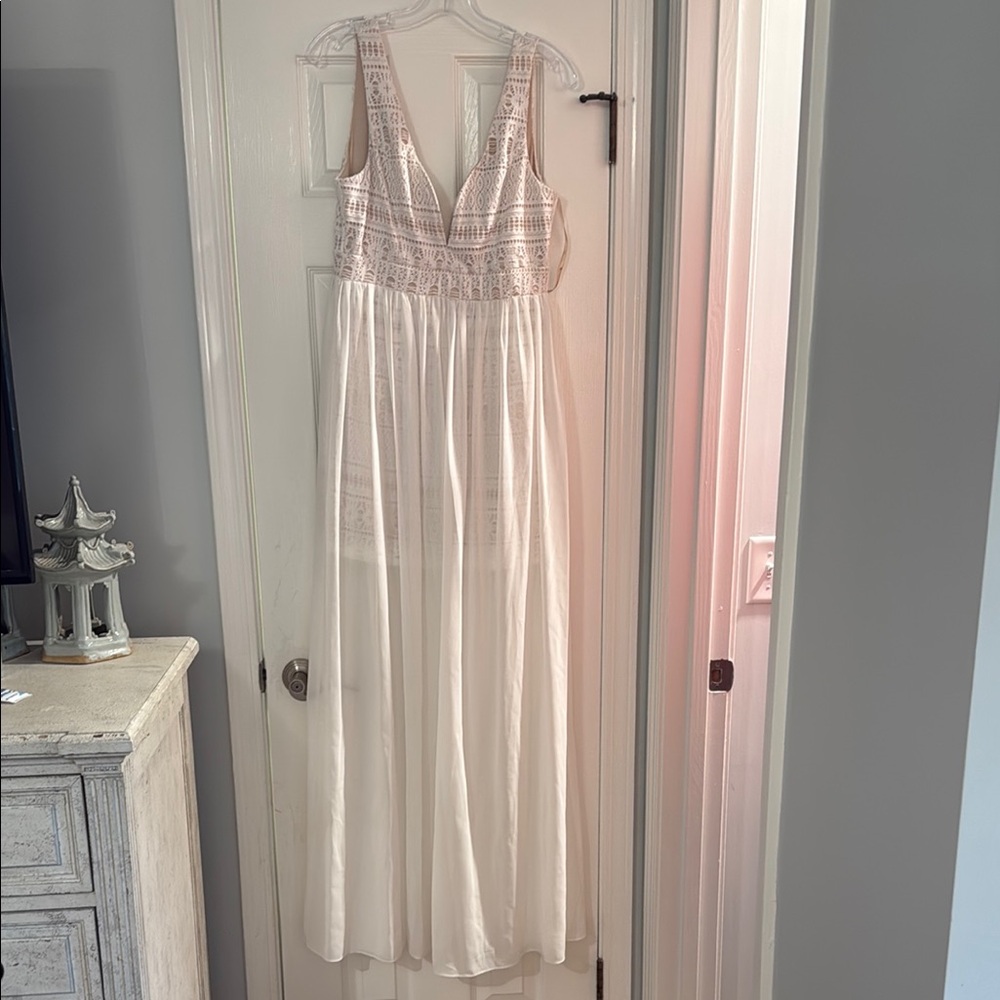 fab'rik White and Pink Maxi Dress